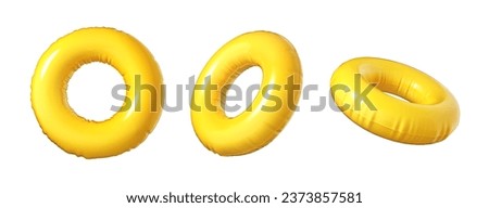 Yellow inflatable circle in different angles on a white background. Vector illustration