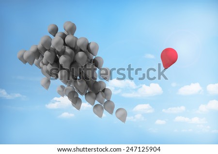Concept of separations. One balloon is separated from the group. The desire to change lives.