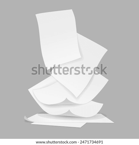 A stack of paper and sheets on a white background. Vector illustration