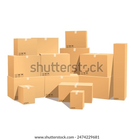 Cardboard boxes of various sizes. Vector illustration