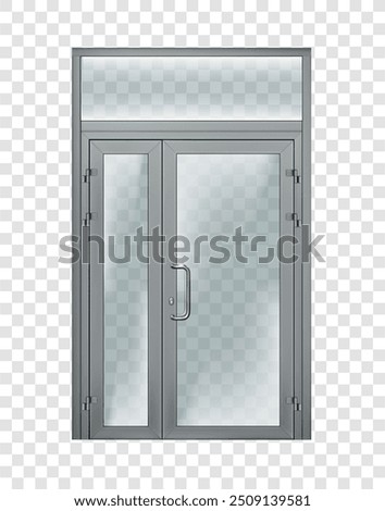 Entrance metal-glass door on a transparent background. Vector illustration