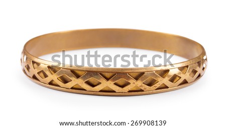 old vintage copper bracelet isolated on white background