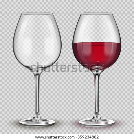 Transparent vector wineglass with red wine.
