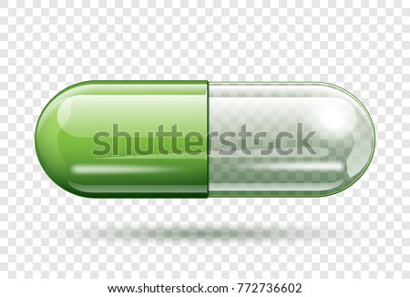 transparent capsule pill isolated on transparent background