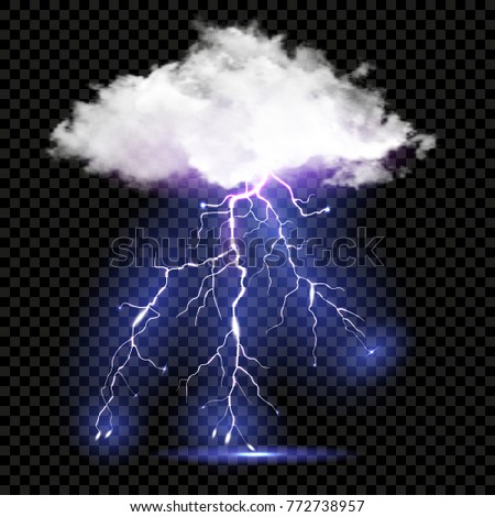 realistic vector cloud and lightnings
