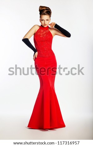 Podium Model - Sensual Provocative Woman In Fashion Modern Dress Posing ...