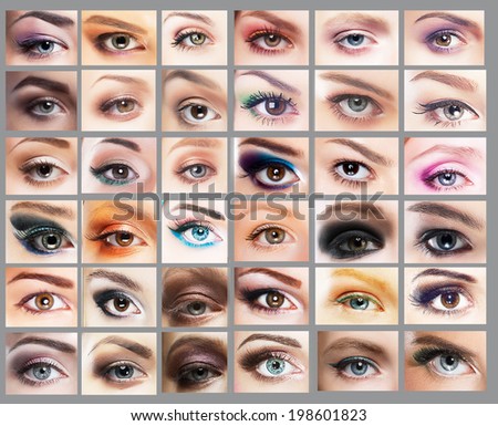 Image, Stock Photo Many eyes with shadows on gray background