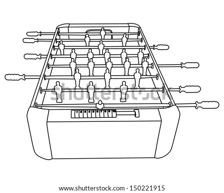 Foosball Soccer Table Game vector isolated on white background. Foosball board game. Entertainment in pub after work.