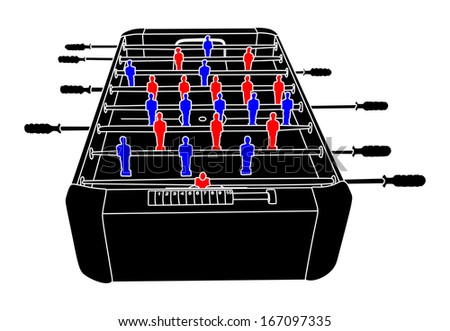 Foosball Soccer Table Game vector isolated on white background .
