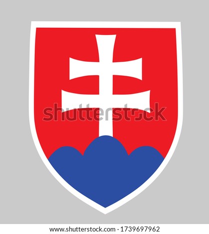 Slovakia coat of arms isolated on white background. Europe country symbol. Europe Union member, EU state.