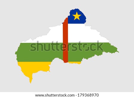 Central african republic vector map and flag isolated on white background. High detailed illustration.