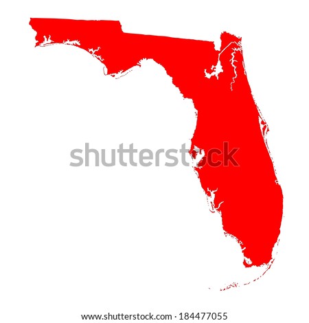 Florida Red Vector Map Isolated On White Background. High Detailed ...