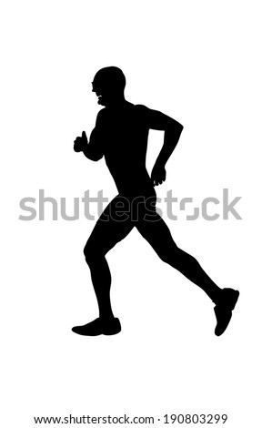 Marathon Runner Vector Silhouette Isolated On White Background. Running ...