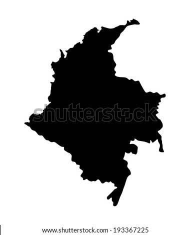 Republic of Colombia vector map silhouette isolated on white background. High detailed silhouette illustration. State in South America. Colombia map.