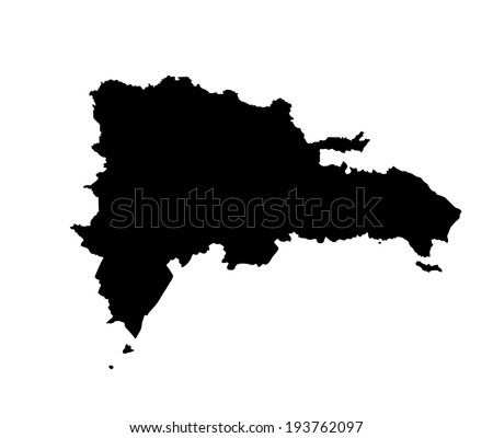 Dominican Republic vector map silhouette isolated on white background. High detailed illustration.  