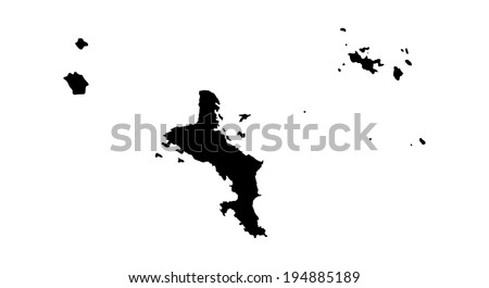 Republic of Seychelles  vector map high detailed silhouette illustration isolated on white background. Paradise islands in Africa. Seychelles map silhouette.
