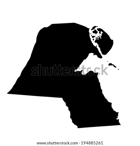 Kuwait vector map silhouette. high detailed silhouette illustration isolated on white background. Middle east state. Arab league member country. Kuwait map.