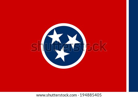 Tennessee state vector flag of America, isolated on white background.