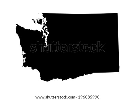Washington State vector map silhouette illustration isolated on white background. High detailed illustration. United state of America country. Washington map silhouette.