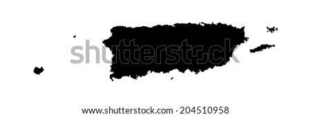 Puerto Rico vector map silhouette isolated on white background. High detailed illustration. 