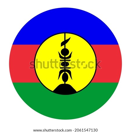 Vector circle flag of New Caledonia. New Caledonia flag isolated vector illustration. France territory in Oceania.