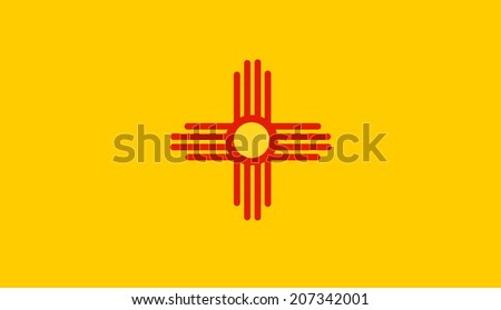 New Mexico State Flag vector illustration isolated. United States of America country national symbol. New Mexico banner emblem.