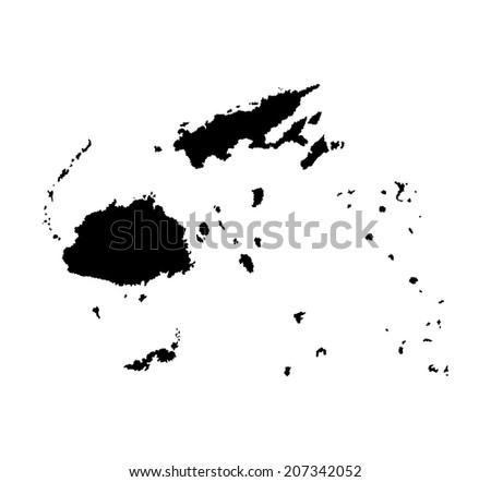 Fiji vector map silhouette isolated on white background. High detailed illustration. Asian country.