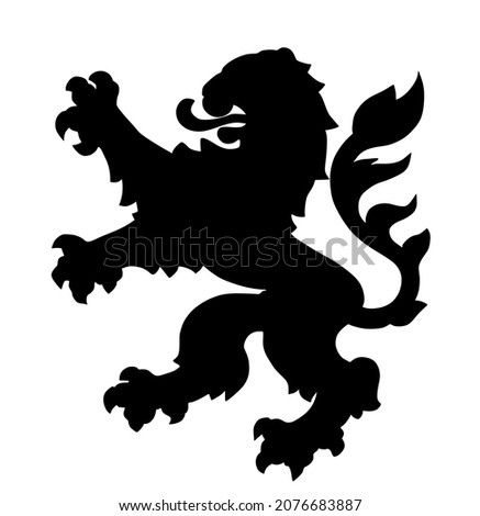 Vector silhouette illustration of Hessen, heraldic lion. Animal symbol from Hesse coat of arms, isolated on white background, Hessen state, Hese Germany. Seal of city in Europe.