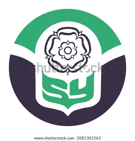 Circle badge South Yorkshire flag button vector illustration isolated on white. United Kingdom province. England territory. Roundel South Yorkshire emblem banner. Great Britain national symbol.