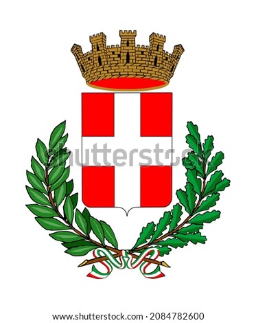 Coat of arms of Milan vector illustration, symbol of city in Italy and the capital of Lombardy. Banner, seal or emblem of Milan.