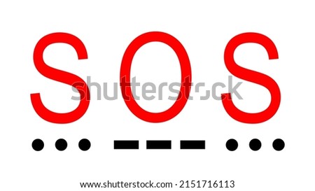 SOS request for help Morse code alphabet font vector illustration isolated on white background. Secrecy traffic communication. lines and dots message information with visual symbols. Secret decoder.