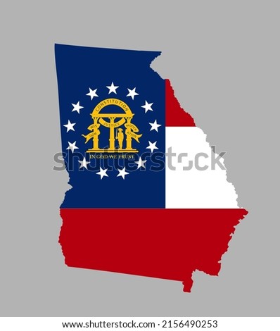 Georgia state map flag with coat of arms vector silhouette illustration. United States of America Georgia. USA, American national symbol of pride and patriotism. Vote election campaign banner.