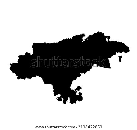 Cantabria map vector silhouette illustration isolated on white background. High detailed illustration. Spain province, part of autonomous community Santander. Country in Europe, EU member.