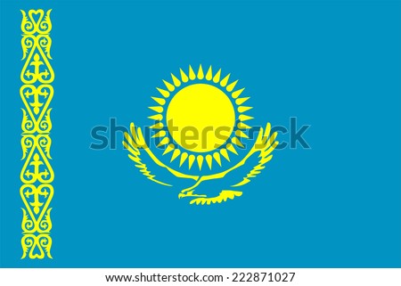 Kazakhstan vector flag illustration. National symbol of Kazakhstan, country from Asia. 