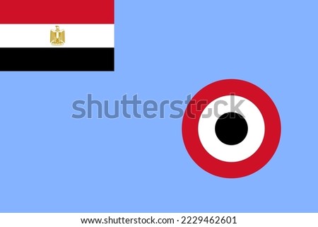 Egypt Air force flag vector illustration isolated. Proud military symbol of Egypt aviation. Emblem national coat of arms of soldier troops. Patriotic air plane emblem.