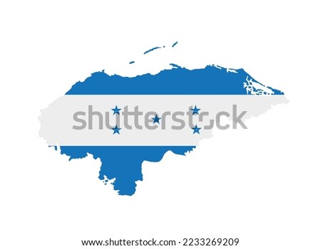 Honduras map flag vector silhouette illustration isolated on white background. Honduras map. Honduras flag. Country in America.