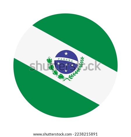 Circle badge Parana flag vector illustration isolated on white background. Brazil state Parana symbol emblem. South America territory. Patriotic banner roundel of Parana.