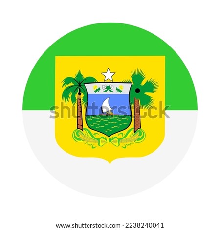 Circle badge of Rio Grande do Norte Flag vector illustration isolated on white background. Brazil state emblem national symbol. Coat of arms of Brazil country ribbon.