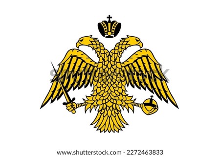 Byzantine coat of arms flag vector illustration. Eastern Roman Empire emblem banner. Greek orthodox church symbol.
