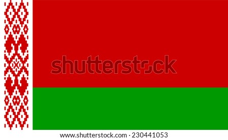 Belarus flag vector illustration isolated on background. Country in East Europe. Former USSR member state. Patriotic symbol Belarus national emblem.