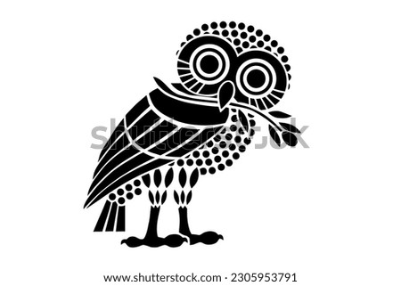 Ancient flag of Athens polis vector silhouette illustration. City state symbol in ancient Greece. Owl of Athena, patron of Athens coat of arms.