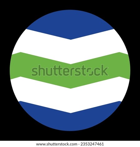Circle badge City Burlington flag vector illustration isolated on background. Capital town in Vermont. USA city symbol. United States of America town emblem. Button Burlington City roundel banner.