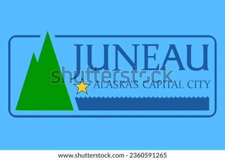 City Juneau flag vector illustration isolated on background. Capital town in Alaska State. USA city symbol. United States of America city emblem. Juneau town banner.