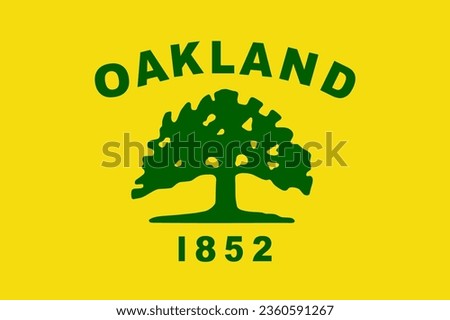 City Oakland flag vector illustration isolated on background. Town in California State. USA city symbol. United States of America city emblem. Oakland town banner.