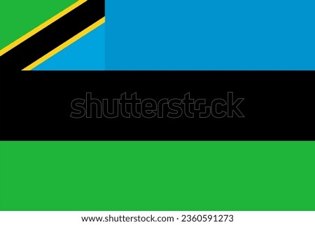 Zanzibar flag vector illustration isolated on background. Zanzibar symbol, part of Tanzania state. Paradise island in Africa. Zanzibar emblem banner national symbol.