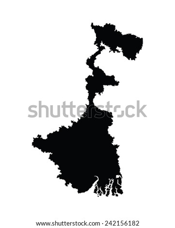 West Bengal, India, vector map isolated on white background. High detailed silhouette illustration.