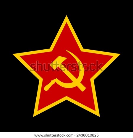 Red Army coat of arms vector illustration isolated. Soviet Union army flag emblem. Proud military symbol of Russia. Red star with hammer and sickle. USSR war legacy ribbon. Heir of Russian federation.