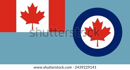 Canadian war air force flag vector illustration isolated. Proud military symbol of Canada aviation. Emblem national coat of arms of soldier troops. Patriotic air plane emblem roundel.