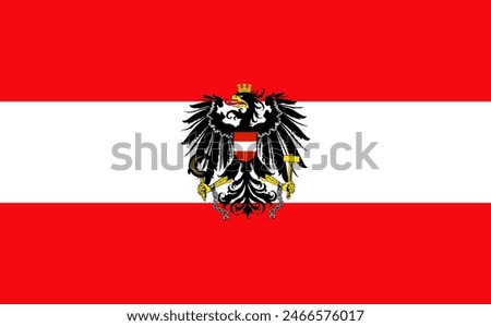 Austria flag vector illustration isolated. Austria coat of arms. State in Europe, EU member. Patriotic sign. Austria emblem banner.