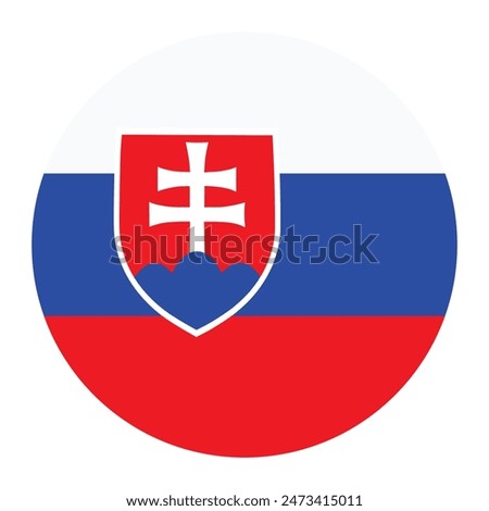 Circle badge Slovakia flag button vector illustration isolated. Europe union member country. State in east Europe. National symbol, coat of arms. Roundel Slovakia emblem banner.